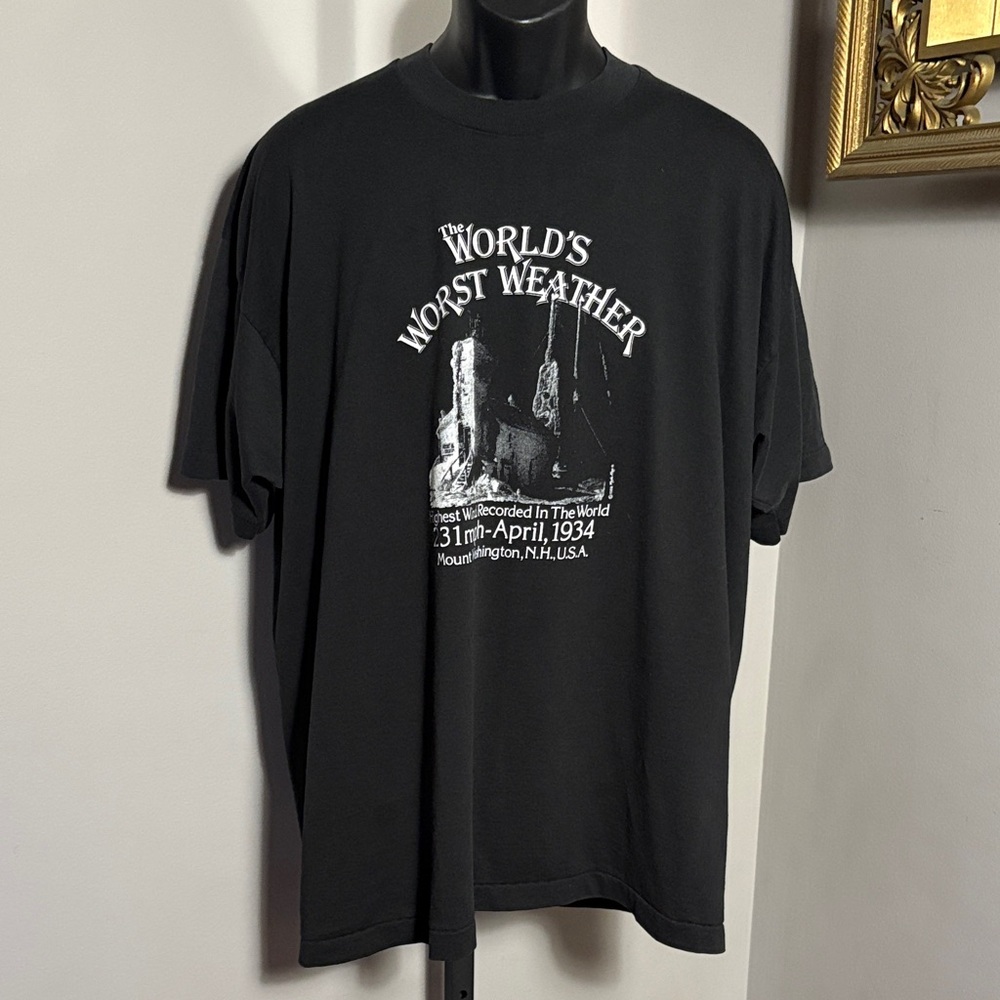 Vintage Single Stitch 1983 XXL Black T Shirt World’s Worst Weather